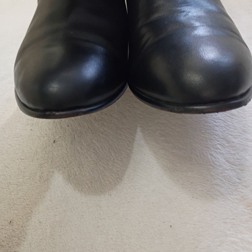 Classic Black Leather Ankle Boots - Women's Chelsea Block Heel - Picture 11 of 13